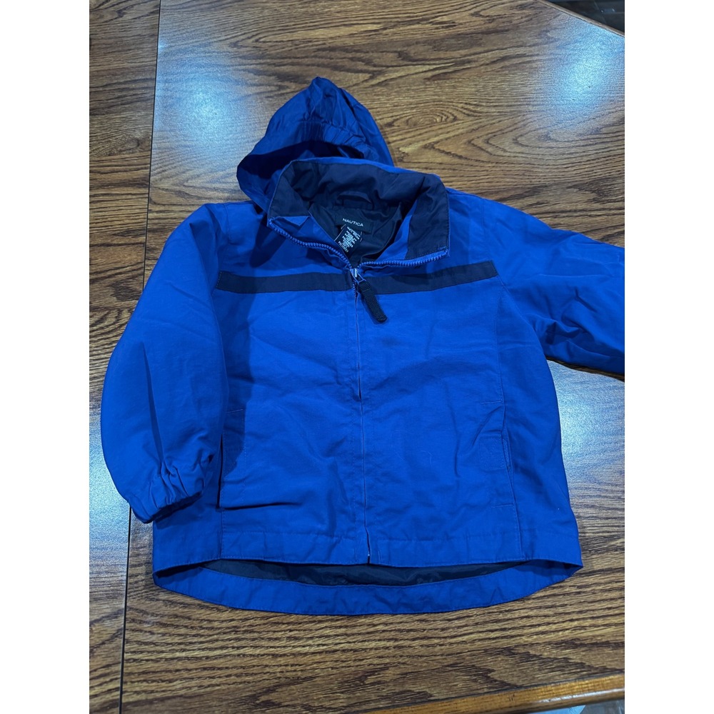 Nautica Boys Royal Blue Windbreaker Hooded Jacket Navy Stripe 2T RN67835